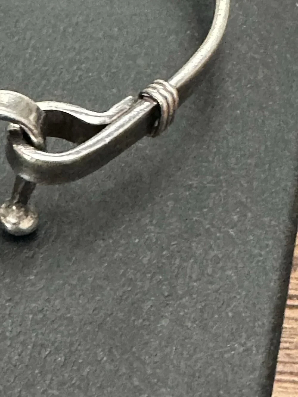 Vintage Sterling Silver Bangle Bracelet Wire Wrapped Horse Shoe Hoop Closure